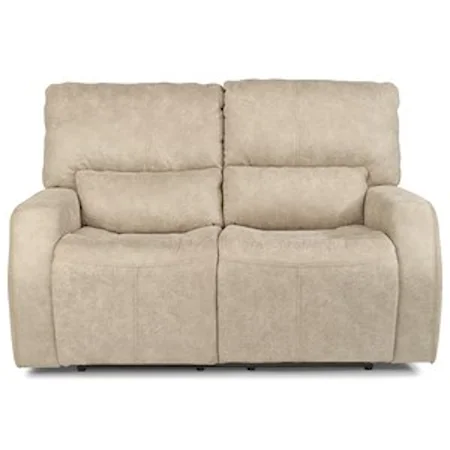 Contemporary Power Reclining Love Seat with Power Headrest and USB Port